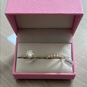 Moissanite Gold Diamond Ring Set